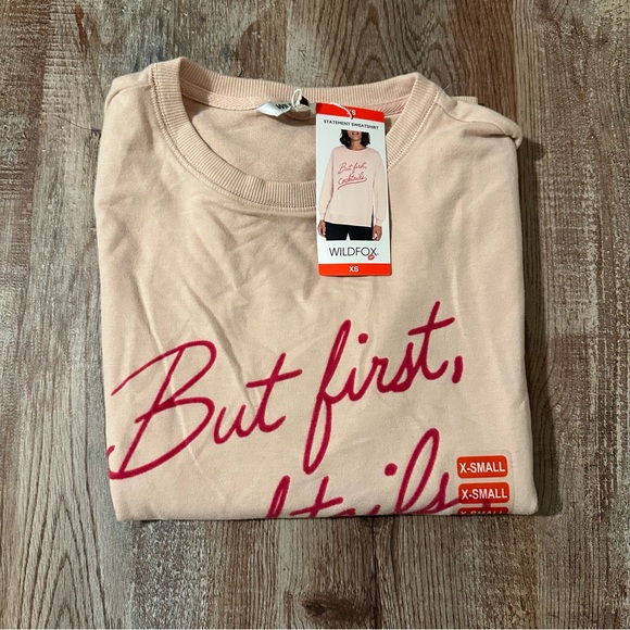 Wildfox “But First, Cocktails” French Terry Sommers Pullover Sweatshirt - Picture 4 of 8